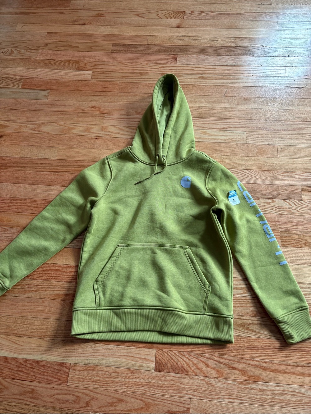 Carhartt Sweater Hoodie  Clarksburg Graphic Logo Sleeve Green Olive Size M/ NWOT
